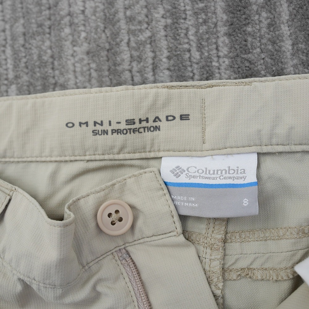 Columbia Omni-Shade Convertible Pants Tan Zip Off Hiking Cargo Boys Size 8 - Picture 9 of 10